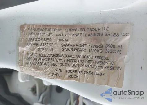 2014 Ram 1500 Sport z USA, uszkodzony, nr VIN 1C6RR7UT2ES443487